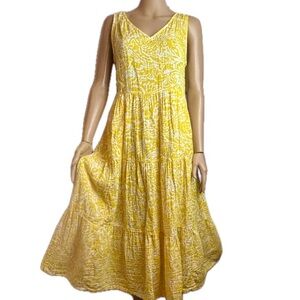 NEW Sonoma Tiered Sunny Lemon Yellow Floral V-Neck Tank Top Maxi Dress